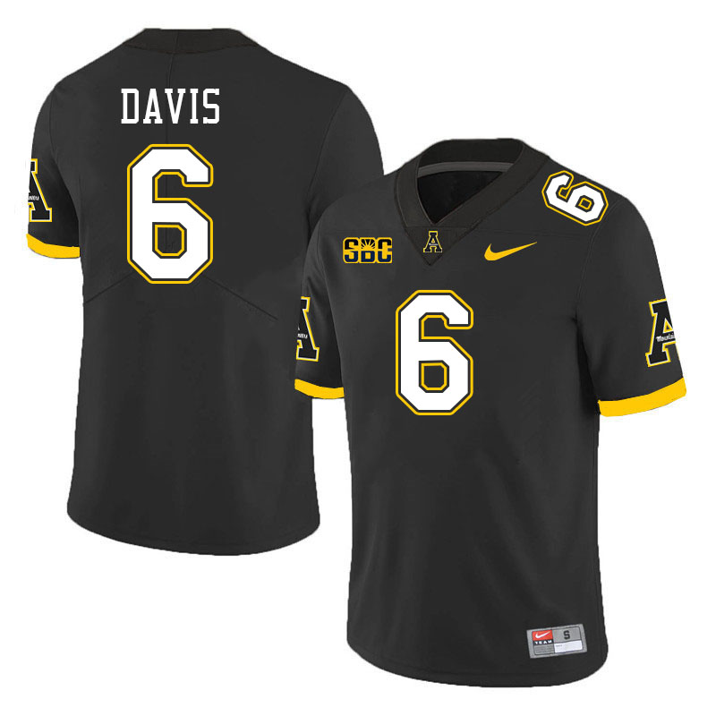 Men #6 Dashaun Davis Appalachian State Mountaineers College Football Jerseys Stitched Sale-Black
